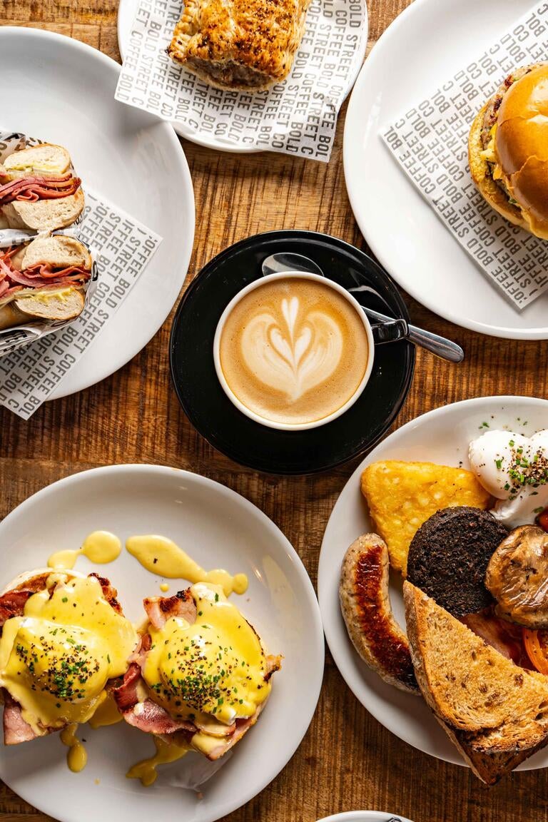 Coffee and food at Bold Street Coffee.