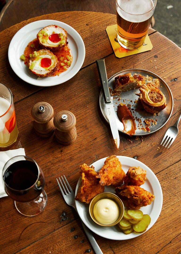 Pub snacks at The Knave of Clubs in London.