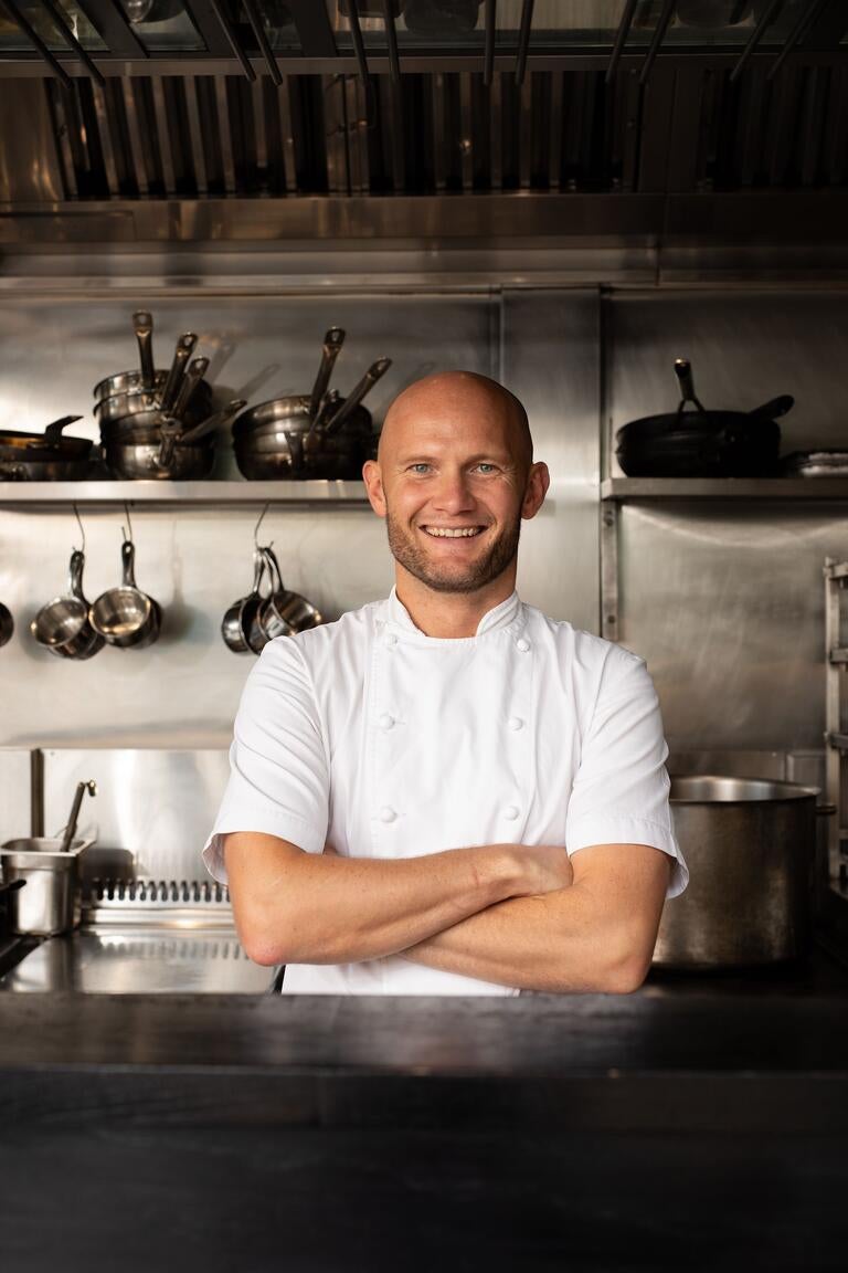 Chef Colin Anderson in the Brett kitchen.