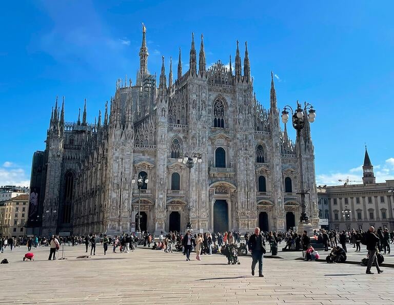 Milan Duomo viewed from Piazza Duomo.