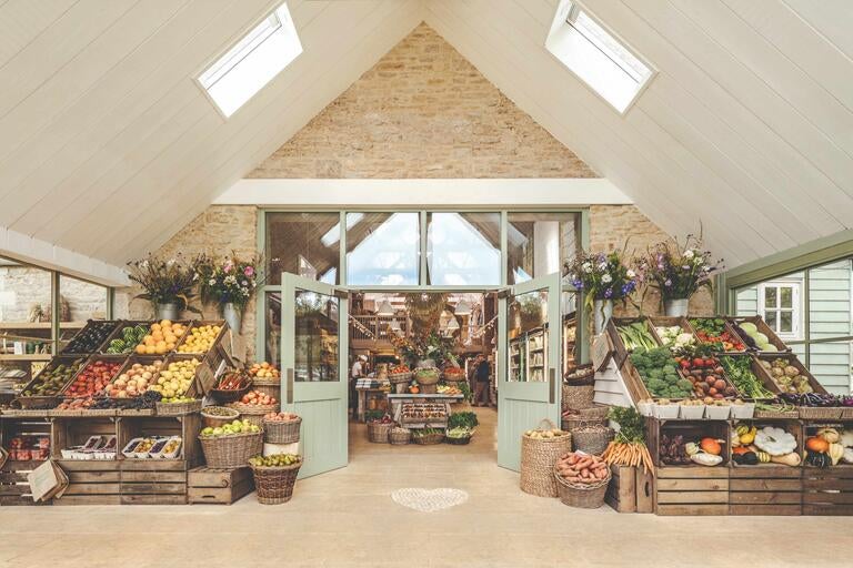 Farm shop at Daylesford Organic in the Cotswolds.