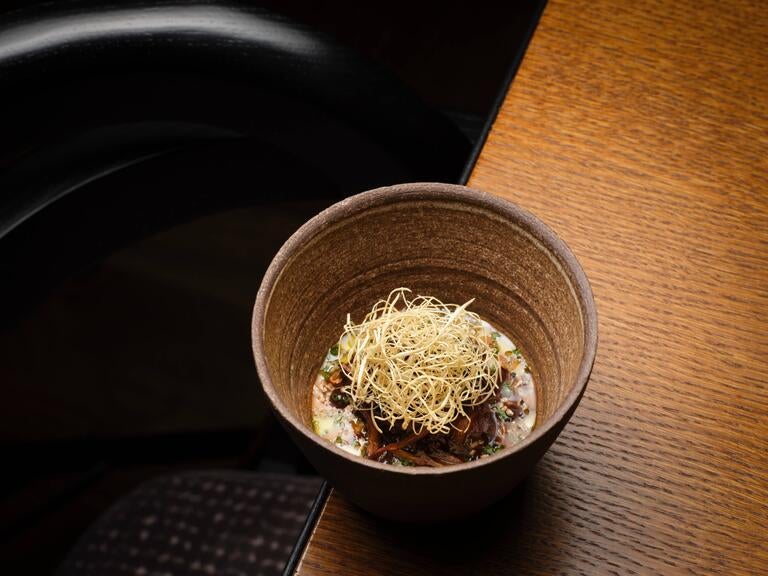 Miso custard and mushroom at Skof in Manchester.