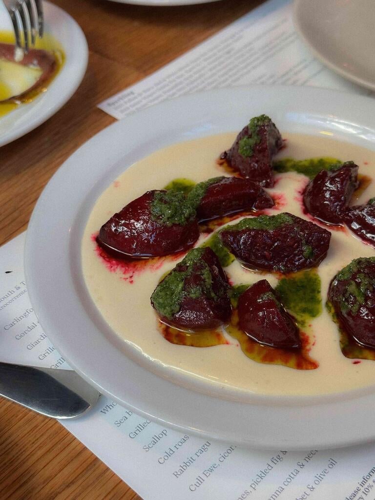Beetroot, ajo blanco and green chilli at Erst.