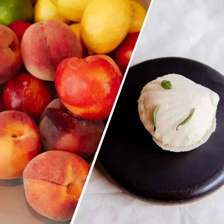 Overripe peaches and FrozeRipe Peach Smoothie by Dominique Crenn