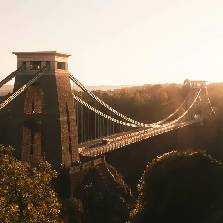 Clifton Suspension Bridge, Bristol at golden hour.