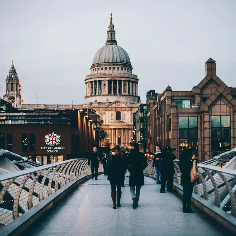 View of London's St Paul's Cathedral from Millennium Bridge.