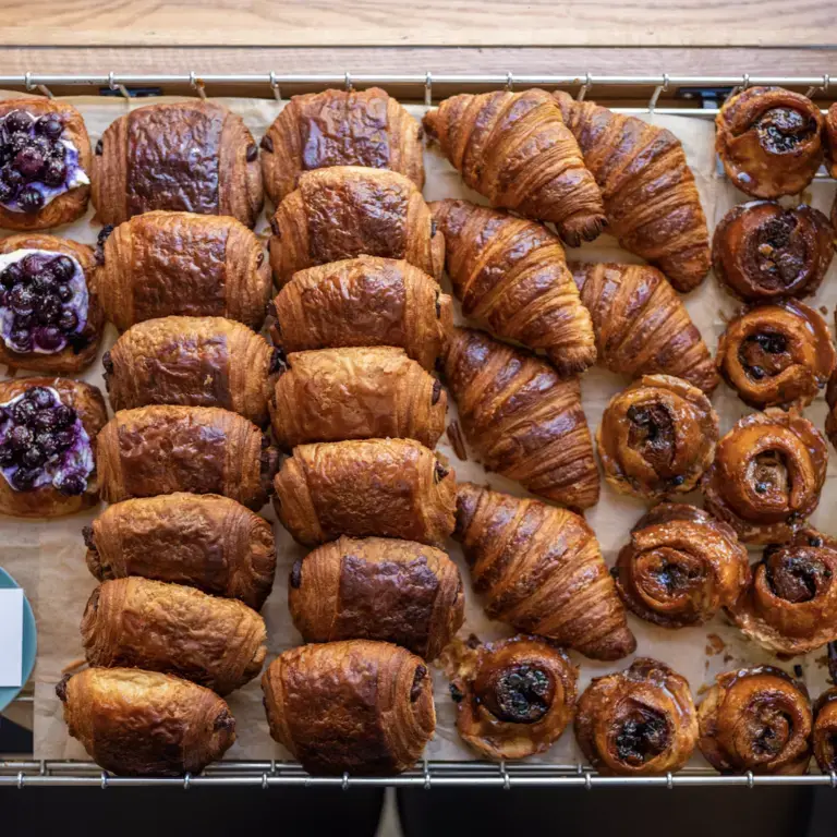 A selection of pastries at a London bakery.