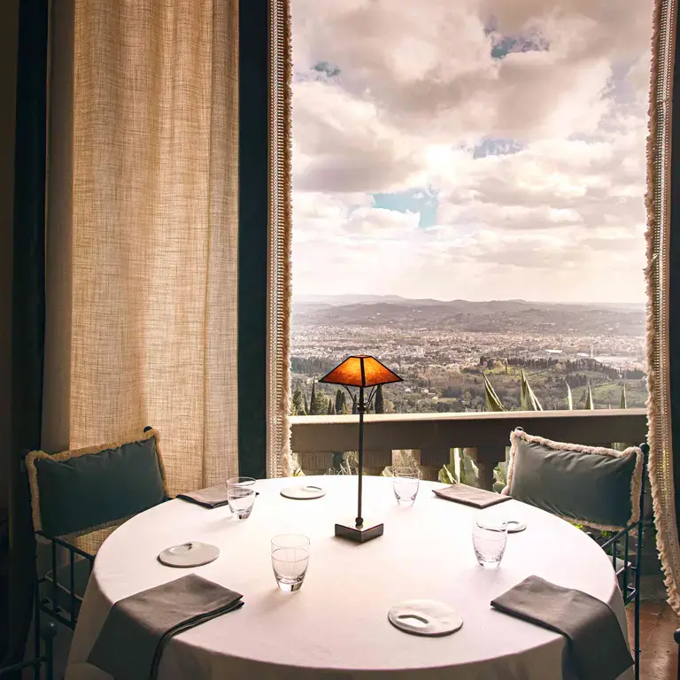 A table at La Loggia overlooking Florence.