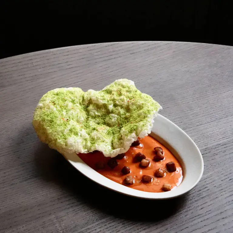 Mojo rojo with chicharrón at Alta.