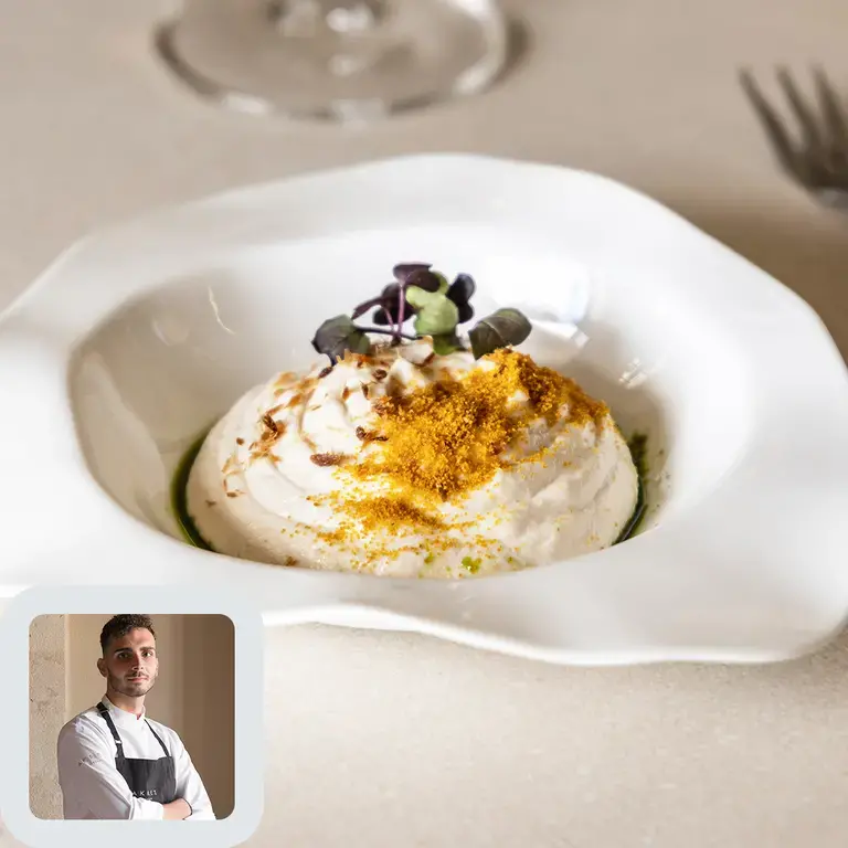 Chef Vasilis Diakoulas and his tarama dish.