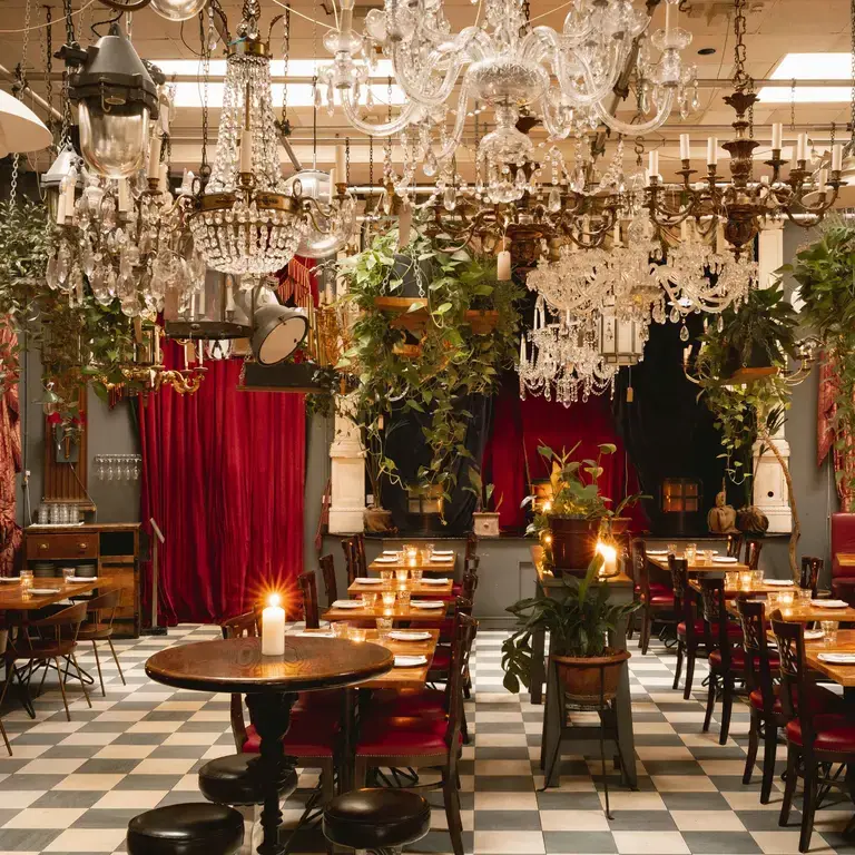 The extravagant interior of Brunswick House in London.