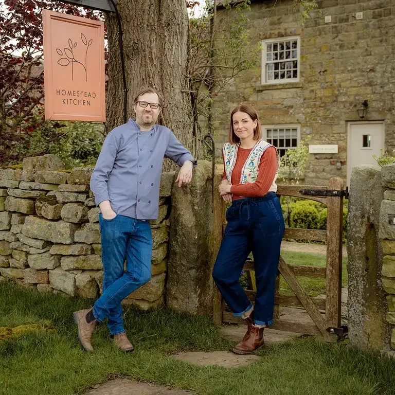 Peter Neville and Cecily Fearnley outside Homestead Kitchen.