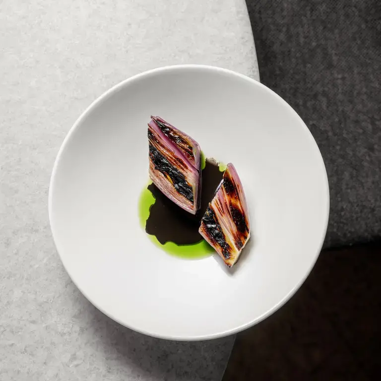 Tropea onion, cuttlefish garum and allium oil at Silo.
