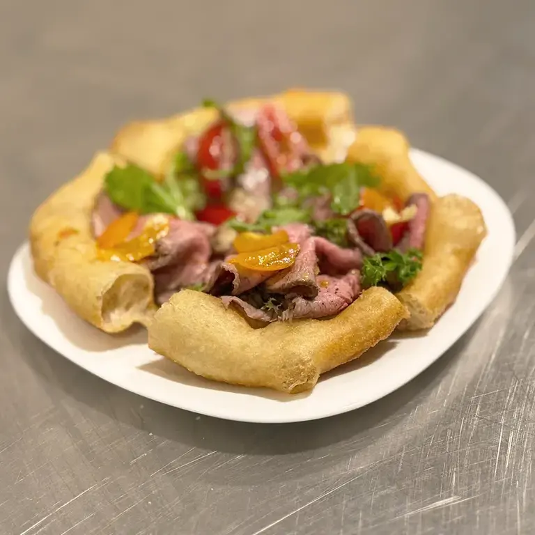 Fried pizza with vitello tonnato