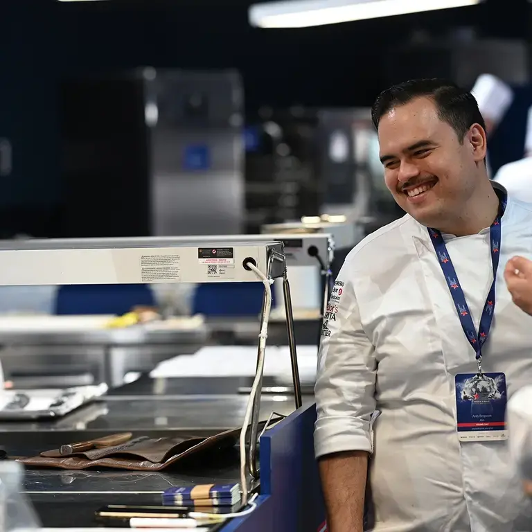 Ardy Ferguson relaxed in the kitchen.