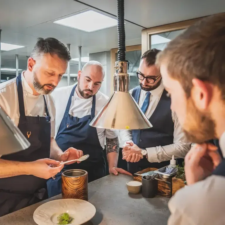 Mark Birchall and team in the kitchen at Moor Hall.