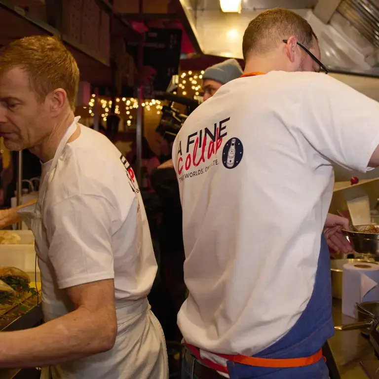 Baldo Pellegrini and Tom Aikens in the Forno kitchen.