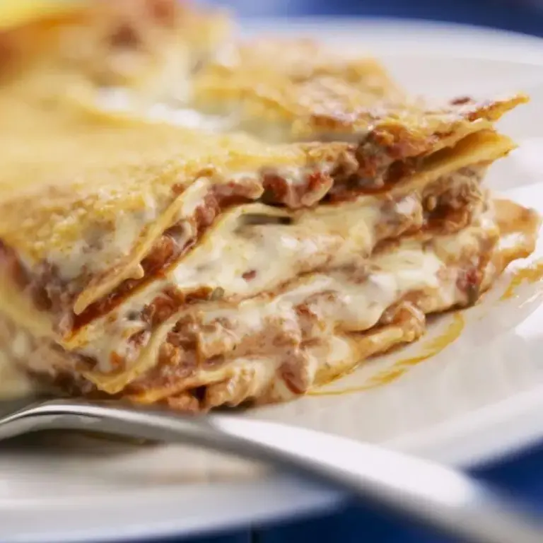 Traditional lasagne Bolognese.