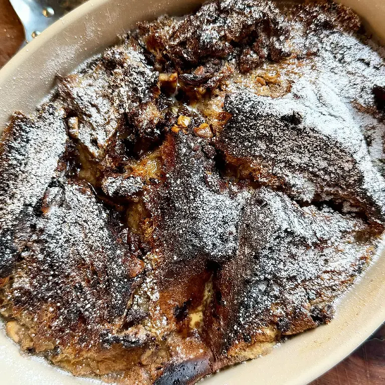 Panettone bread and butter pudding by Jordon Ezra King.
