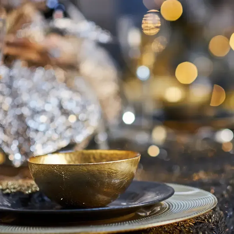 A Christmas table setting.