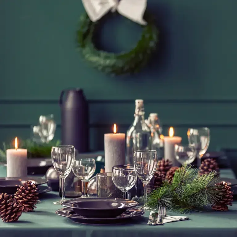 A Christmas table setting.