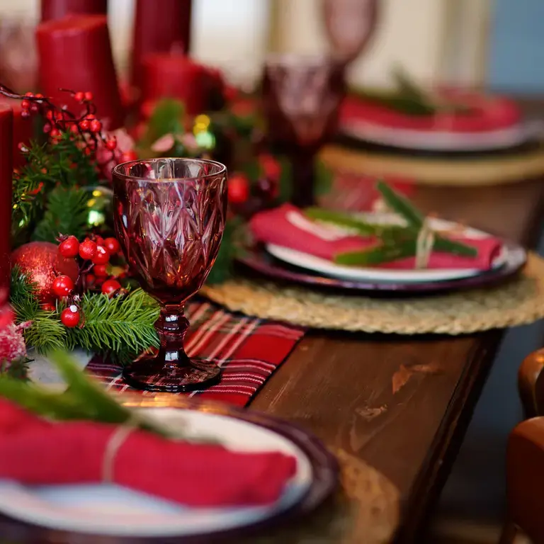 A Christmas table setting.
