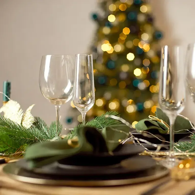 A Christmas table setting.