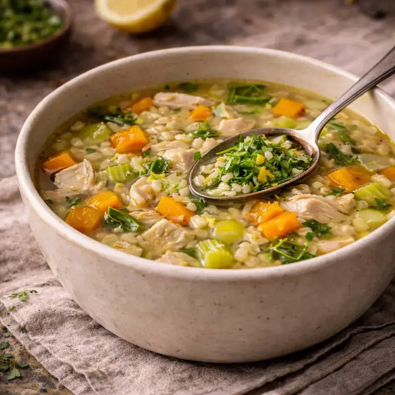 Turkey and barley broth - Fine Dining Lovers