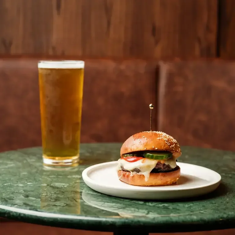Burger and pint at The Salusbury gastropub.