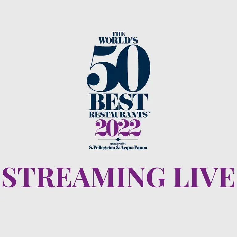 50 Best Restaurants logo and 'streaming live'