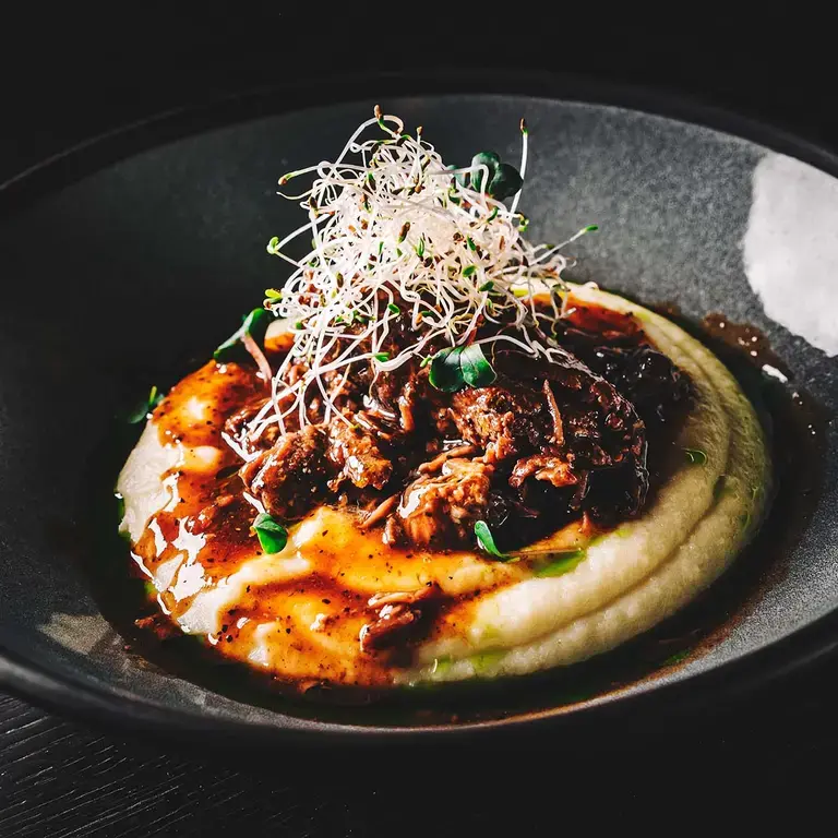 A dish of unctuous beef cheeks.