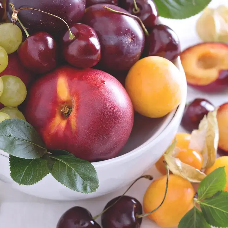 A selection of summer fruits.