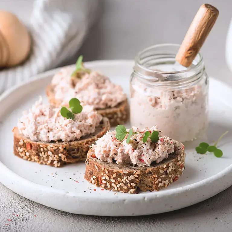 Tuna spread on bread.