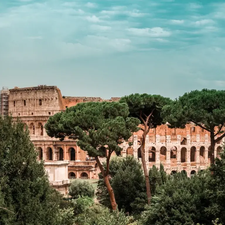 A composite image of the Rome Colosseum.