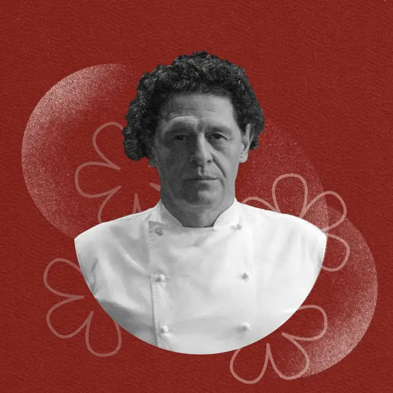 Chef Marco Pierre White and a Michelin star illustration.
