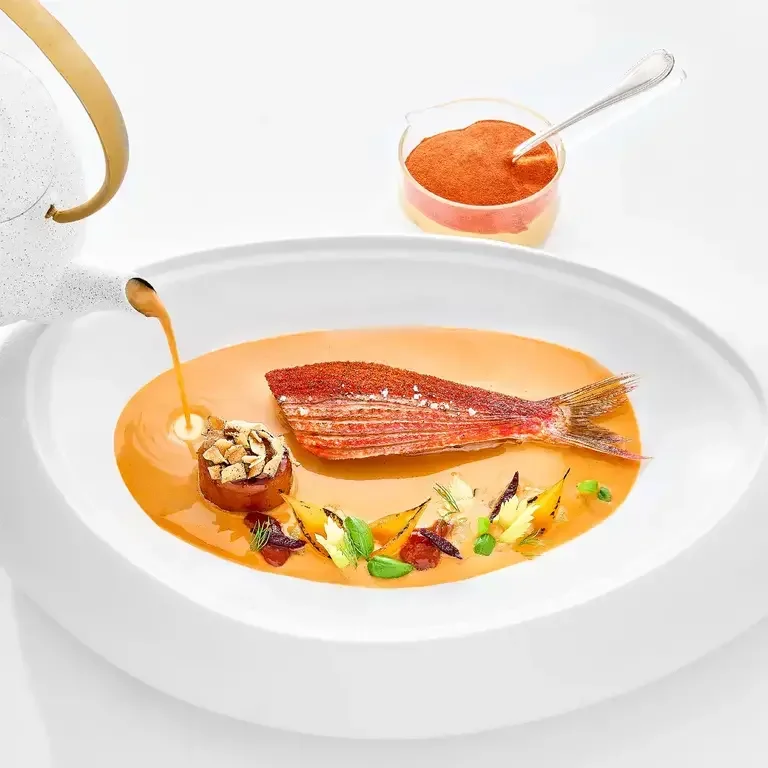 a close up of a fine dining dish