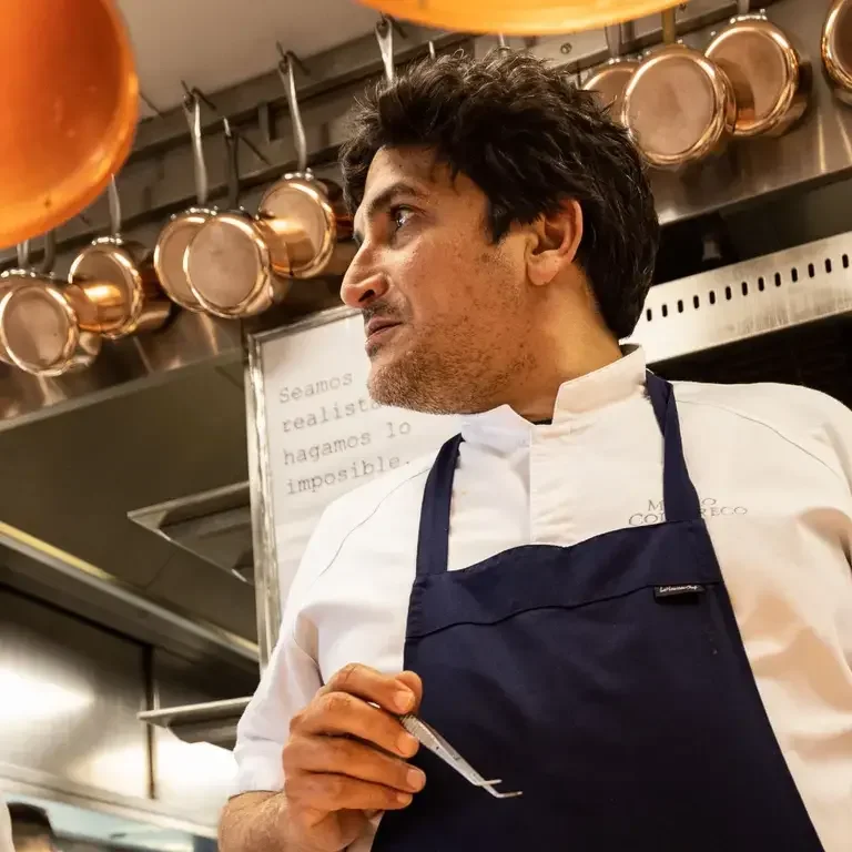 Mauro Colagreco in action in the kitchen