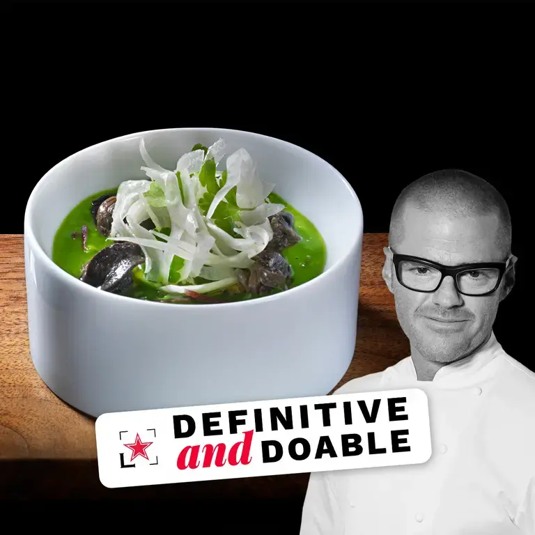 Chef Heston Blumenthal and his snail porridge dish.