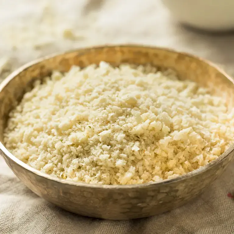 A bowl of panko Japanese breadcrumbs.