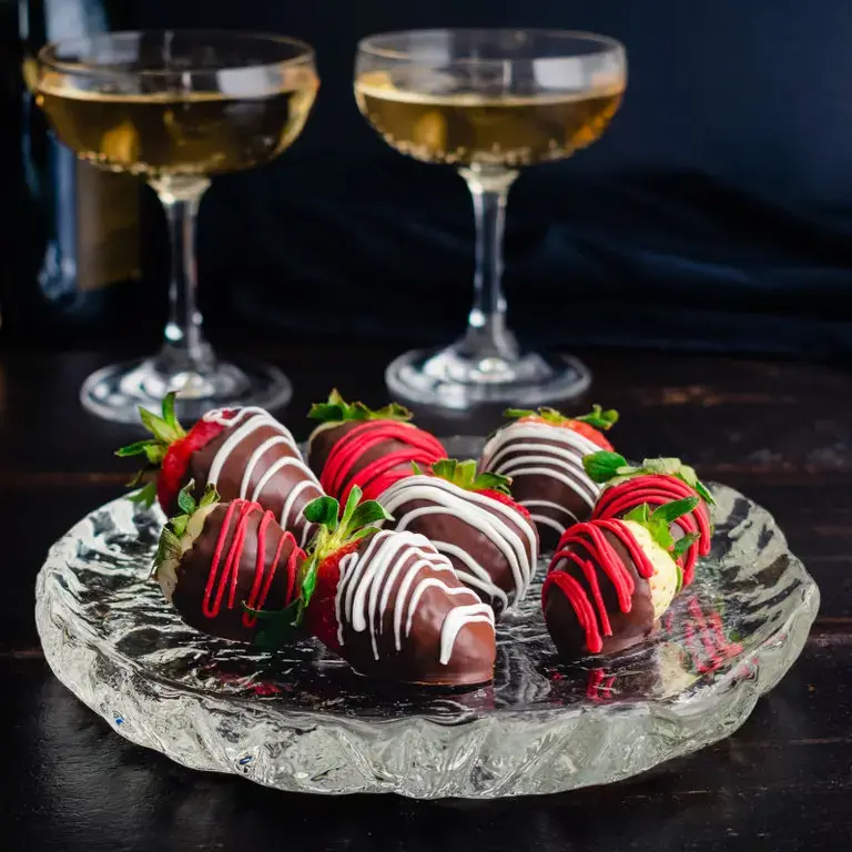 Chocolate-covered strawberries for Valentine's Day.