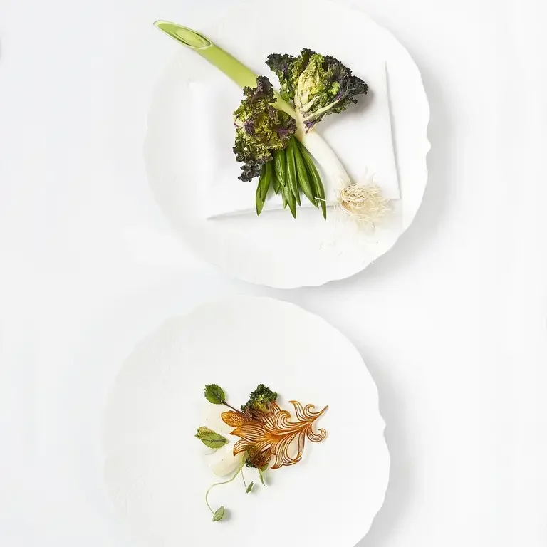 Geranium - Rasmus Kofoed - _Winter greens from Kiselgården_ flowering brussels sprouts, leeks &amp; wild onions  Photo Credit - C