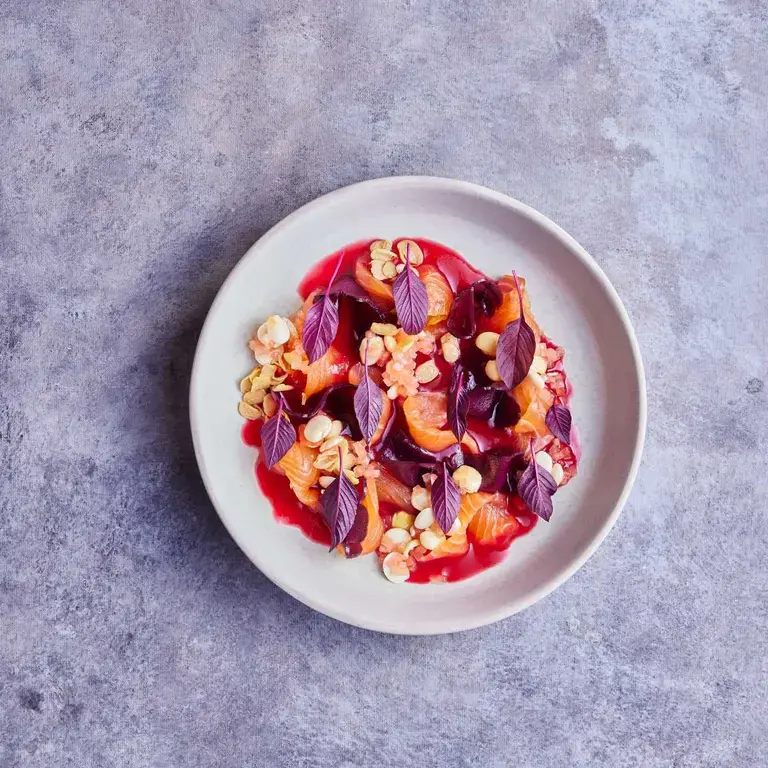Cold trout and mashwa at Mauka restaurant in Cusco.