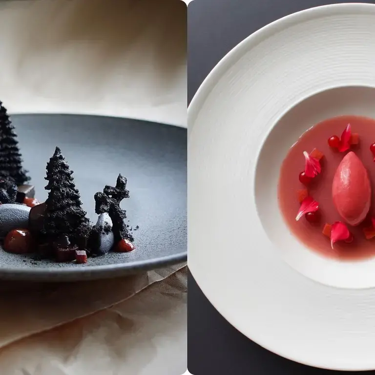 Two fine dining dishes side by side