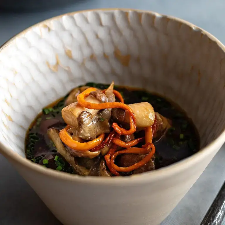 Miso custard and mushrooms at L'Enclume.