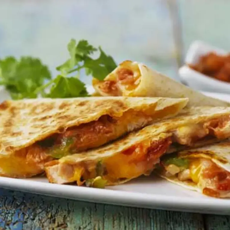 Chicken and cheese quesadillas.