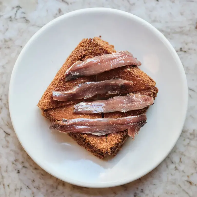 Pamela Yung's mozzarella in carrozza, topped with anchovies.