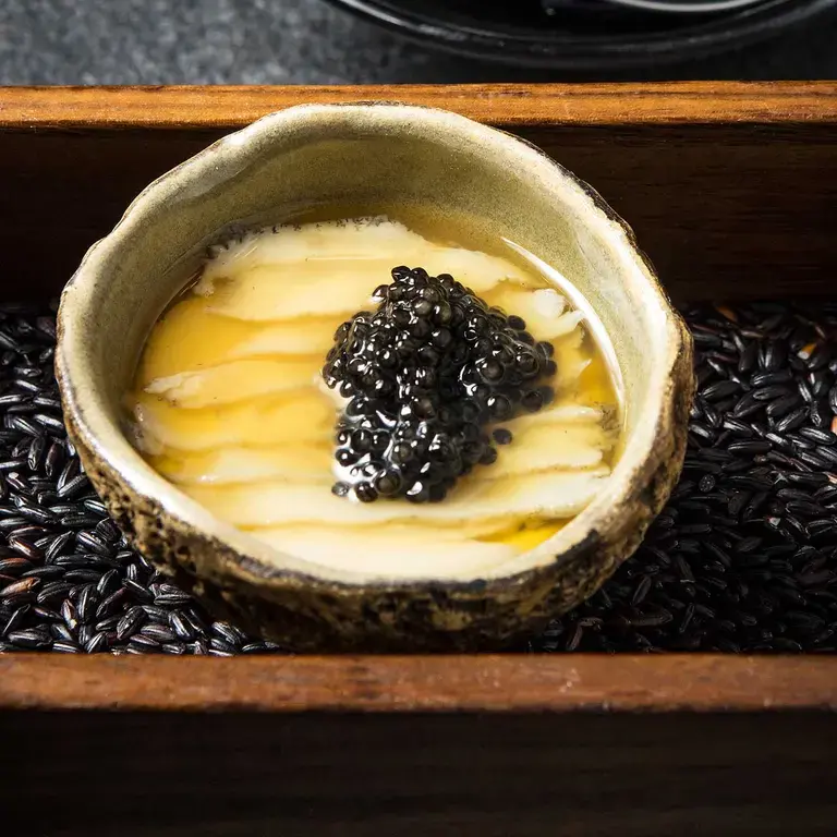 Ostrich Egg and Abalone Custard with African Caviar Peter Tempelhoff