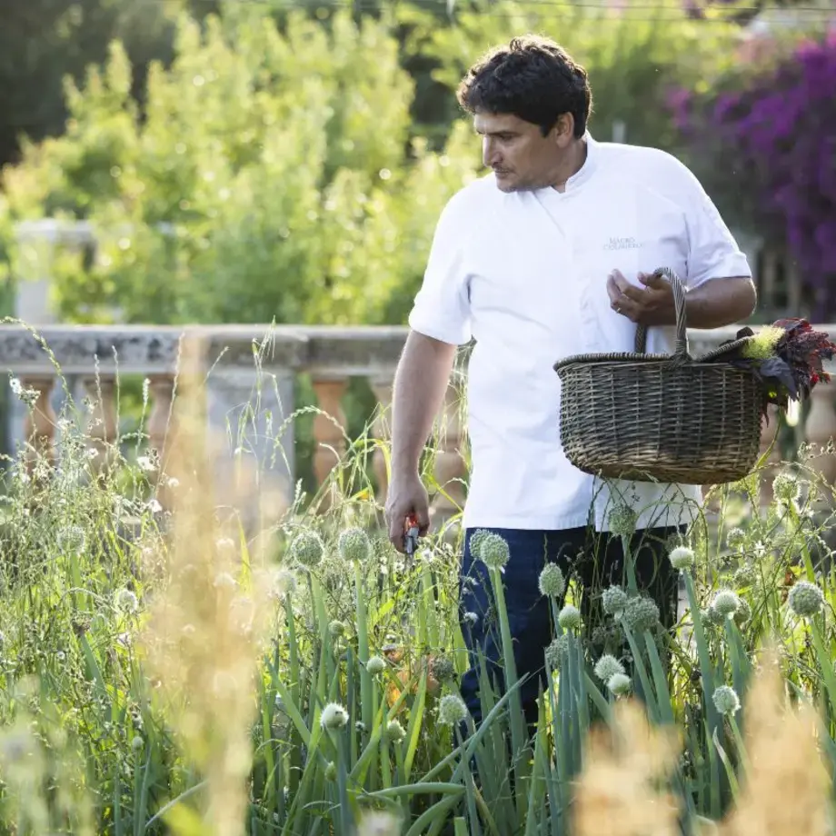 Chef Mauro Colagreco in the Mirazur garden.