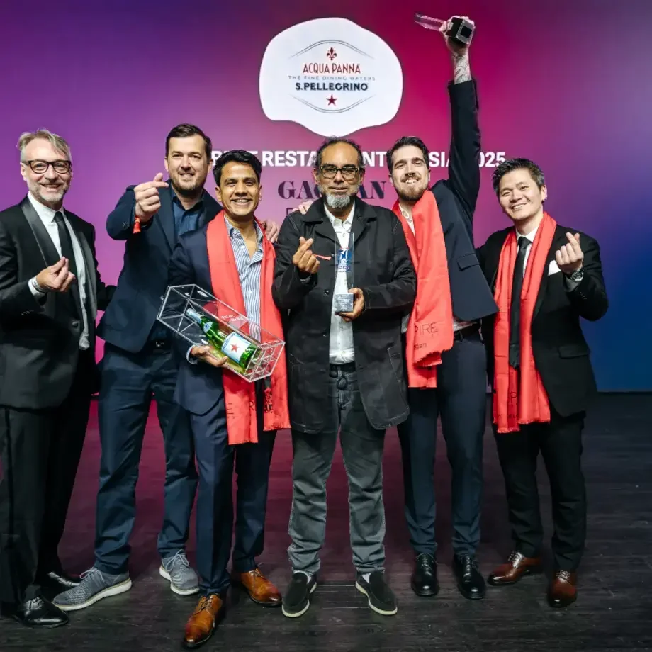 Chef Gaggan Anand and team onstage at Asia's 50 Best Restaurants 2025.