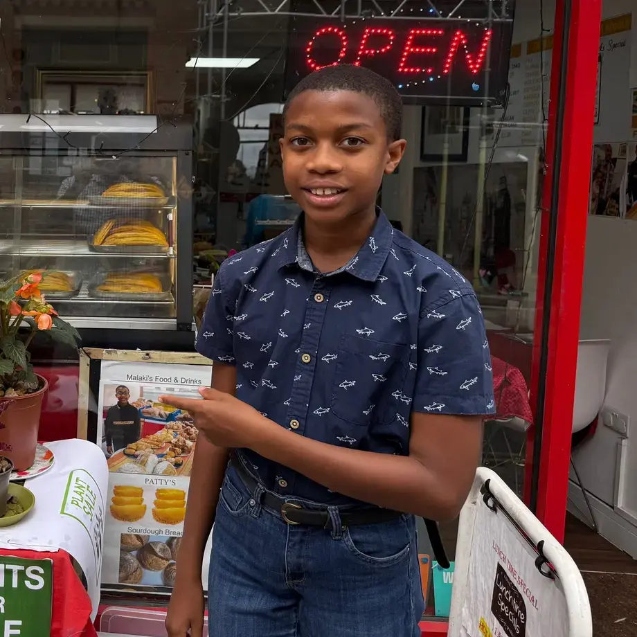 Malaki Conteh outside Malaki's Food &amp; Drinks.